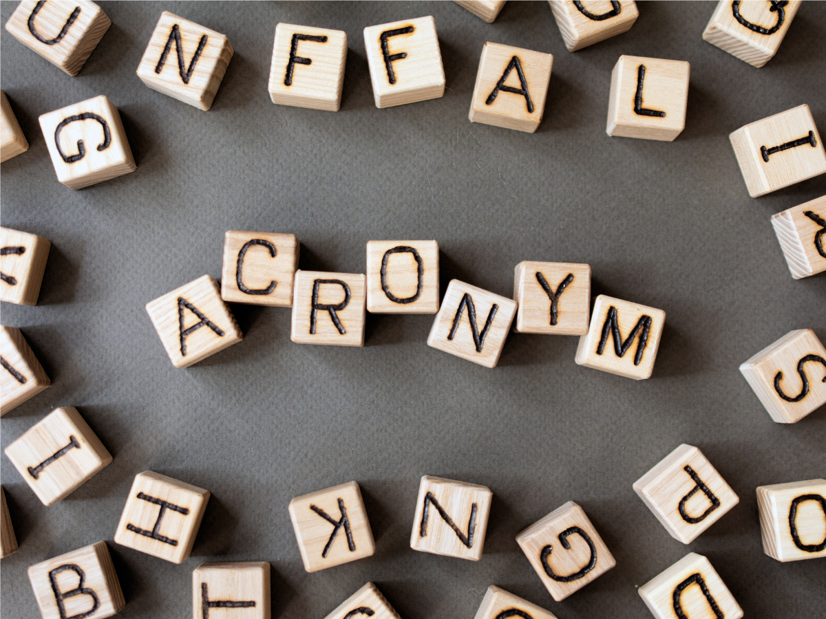 Blocks spelling out the words acronym