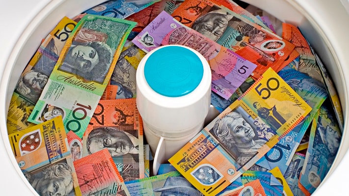 Australian money notes in a washing machine