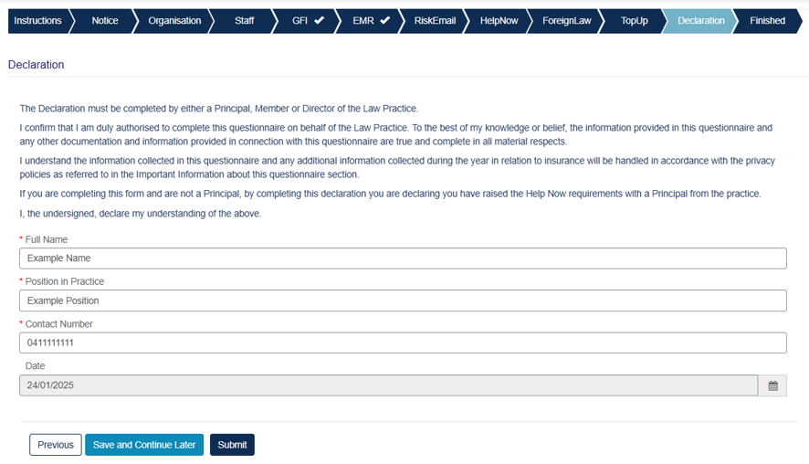 Step 12: Declaration