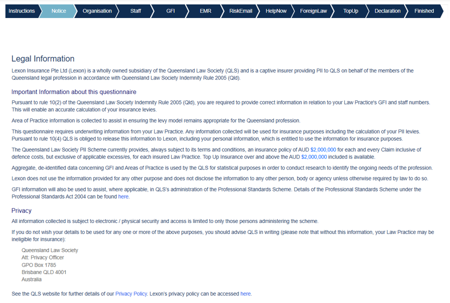 Step 3: Legal Information