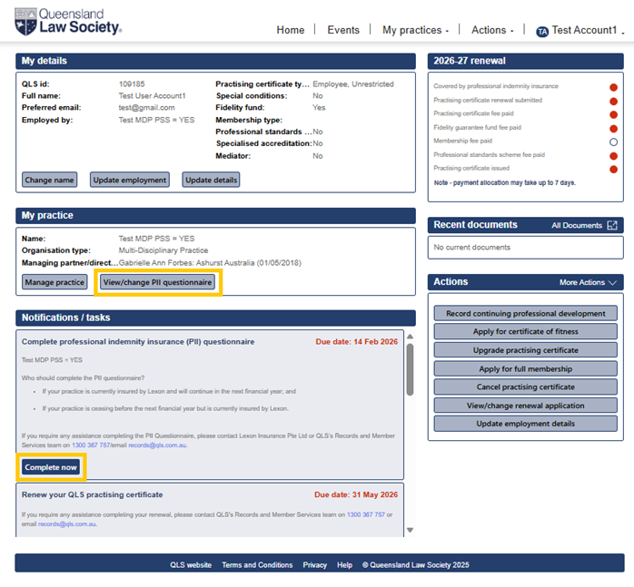 Step 1a. Start PII Questionnaire