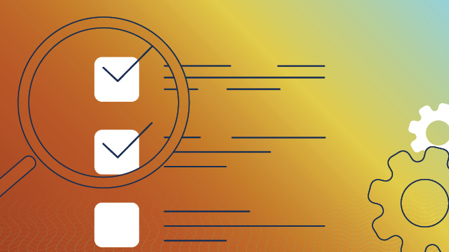 Gradient yellow to green graphic with check list and ticks