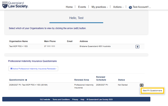 Step 1b. Start PII Questionnaire