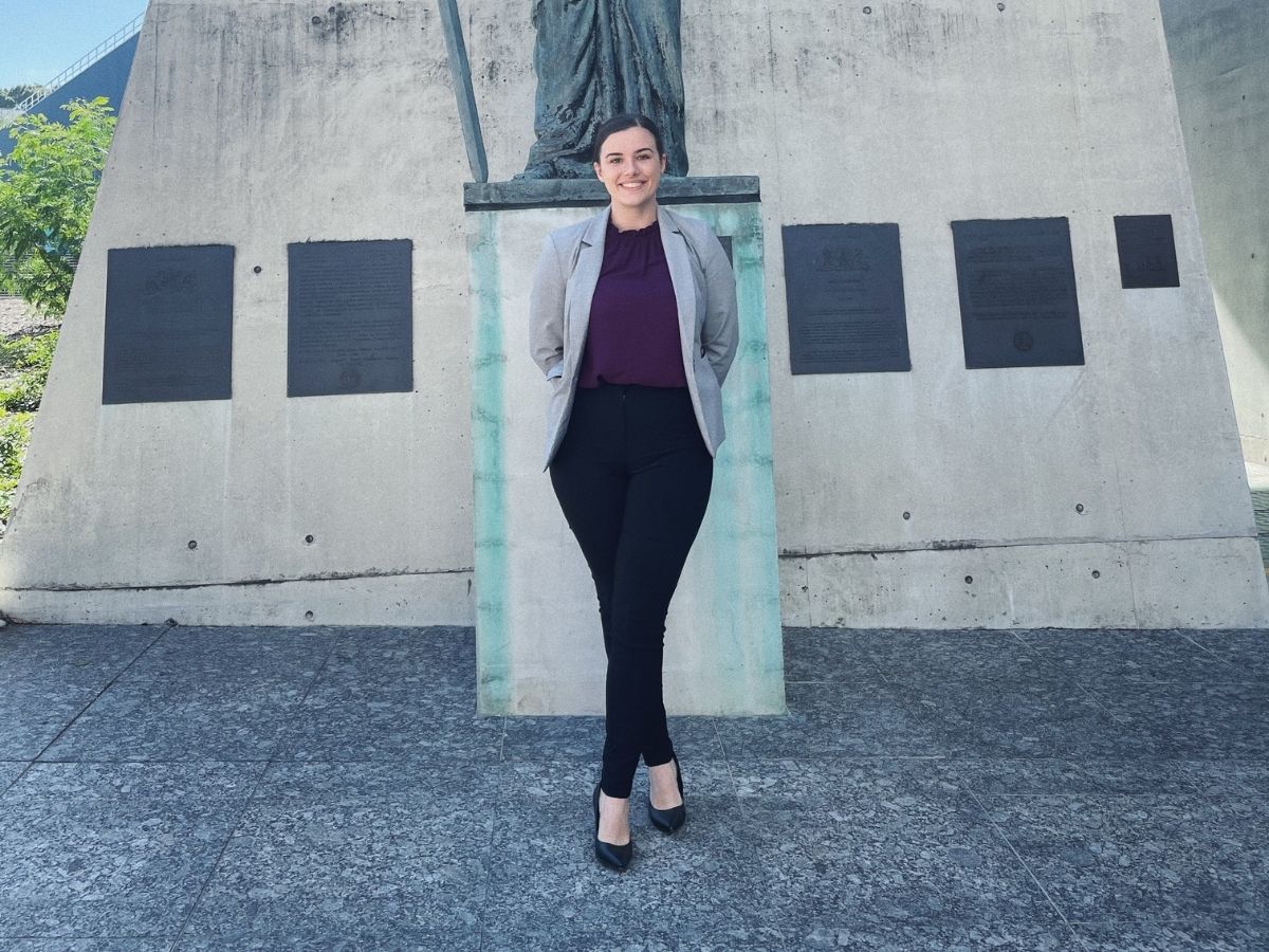 Ashleigh at the Supreme Court after a welcoming ceremony for practitioners who were admitted on the papers due to the COVID-19 pandemic.